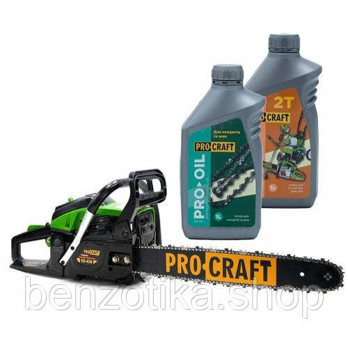 Бензопила Procraft GS450 + Олива 2T 1 л + Олива для ланцеюга Procraft 1 л Київ - фото 1