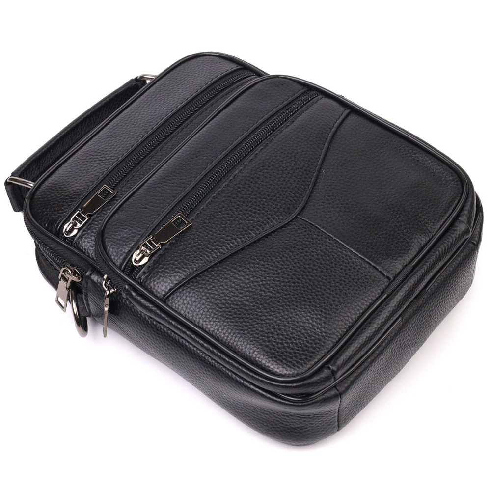 Вместительная мужская сумка кожаная Черная (Vintage) Киев - изображение 8