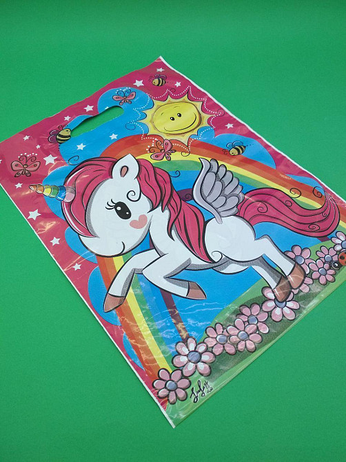 Пакет с прорезной ручкой  (30*37+3) Единорог Леоми (50 шт) Харьков - изображение 2