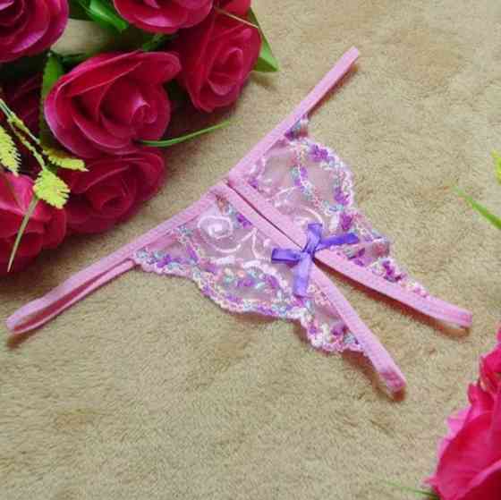 Труси з розрізом рожеві еротичні унісекс - розмір універсальний, резинка до 82см Київ