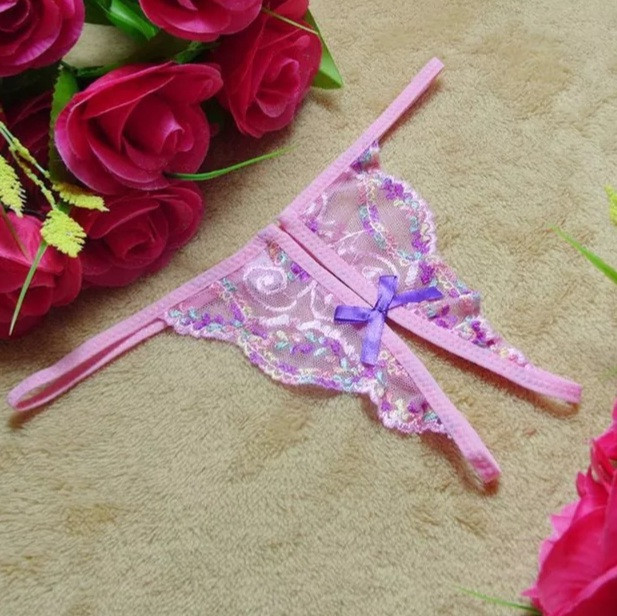 Труси з розрізом рожеві еротичні унісекс - розмір універсальний, резинка до 82см Київ - фото 1