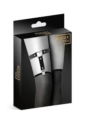 Гартер на ногу Bijoux Pour Toi - WITH HEART Black, сексуальна підв'язка з сердечком, екошкіра Львів