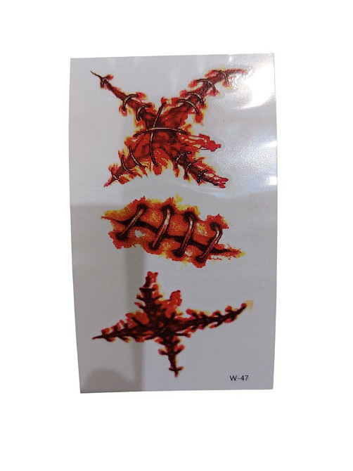 Наклейки тату для Хелловіну рани 10 на 6 см червоний Київ - фото 1