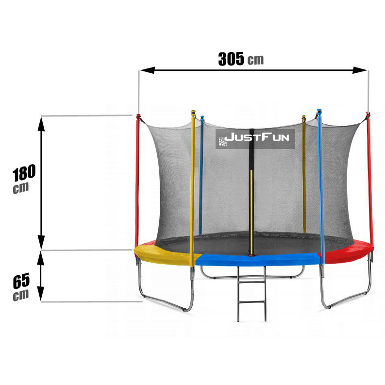 Батут 305 см Just Fun з внутрішньої сіткою та драбинкою Різні кольори Київ - фото 3