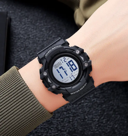 Часы мужские спортивные наручные Skmei 2195 (Черный с белым циферблатом) Киев