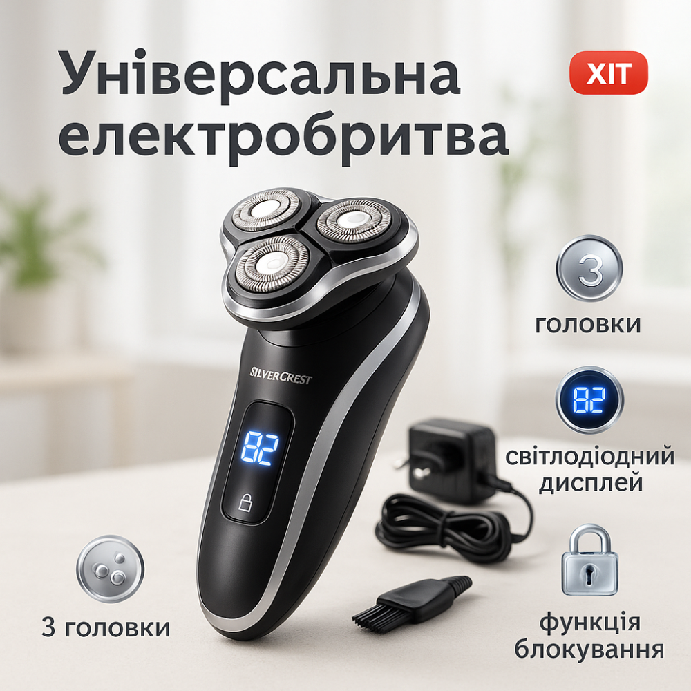 Бритва с аккумуляторным зарядным устройством Silver, Мужская водонепроницаемая аккумуляторная бритва EP-86 Львов - изображение 10