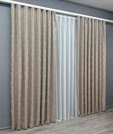 Комплект штор VR-Textil Льон Букле № 1887ш Бежевий 150х270 см 2 шт (33-0917) Київ