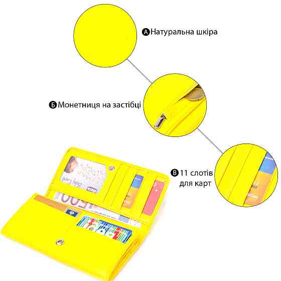 Яркий молодежный кошелек из натуральной кожи флотар CANPELLINI 21612 Лимонный Киев