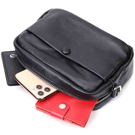 Жіноча сумка з натуральної м'якої шкіри Vintage 22436 Чорна Київ