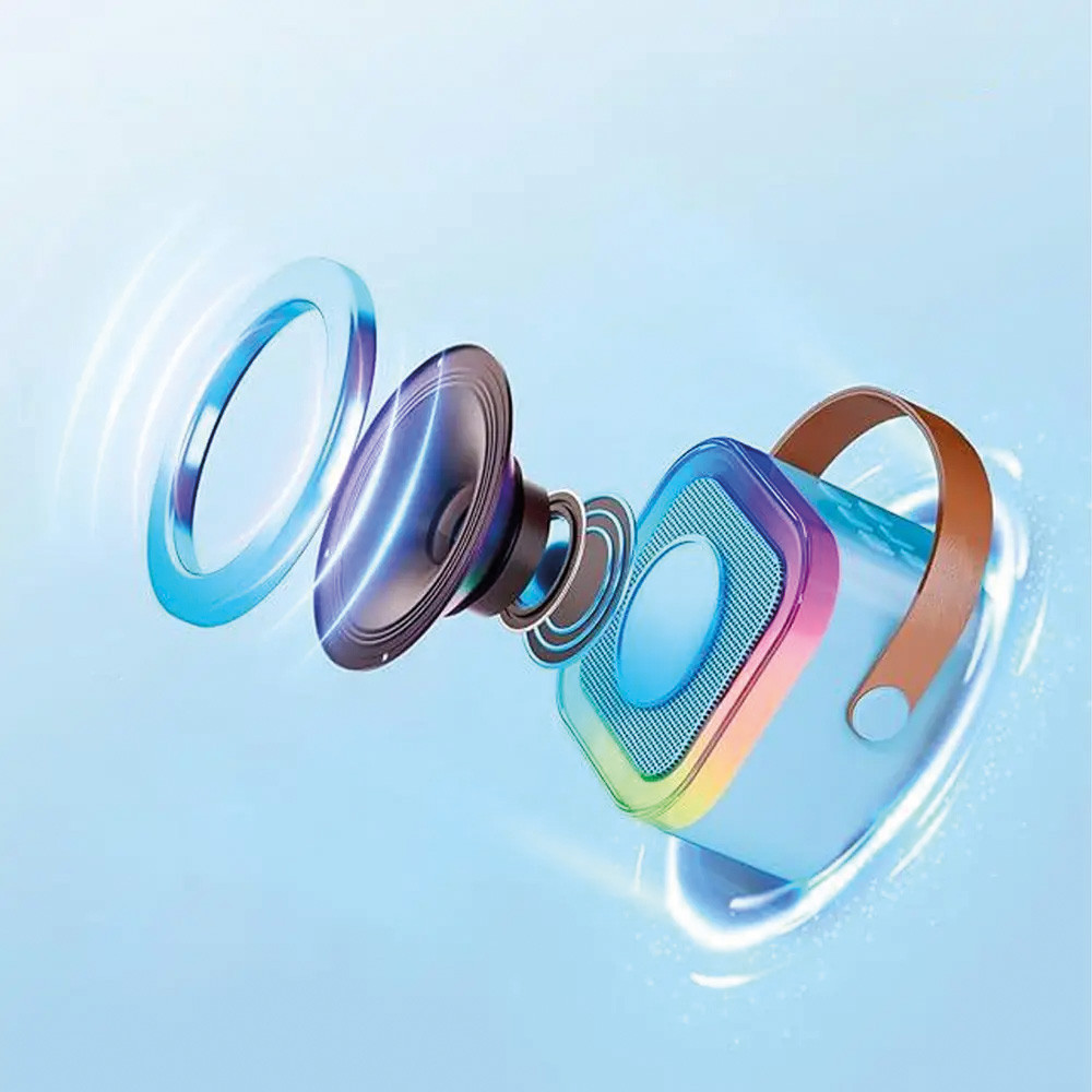 Дитяче караоке з 2 мікрофонами К12 / Портативна колонка з RGB підсвічуванням / Бездротове міні-караоке Київ - фото 6