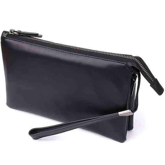 Стильний чоловічий клатч із натуральної шкіри Vintage 23035 Чорний Київ