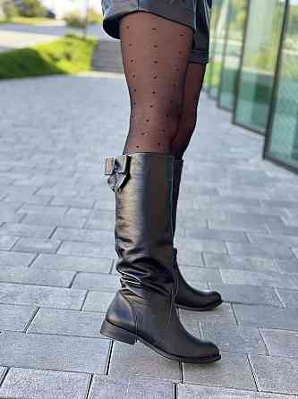 Чоботи жіночі BOGATKO чорні натуральна шкіра висота 36см обхват 36-38см (3895) Коломыя