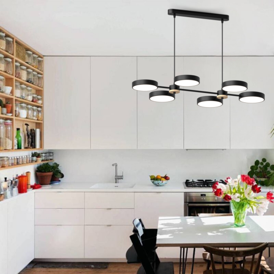 SIRIUS Люстра підвісна світлодіодна Sirius B X13284/6 BK+WOOD чорна Коломия