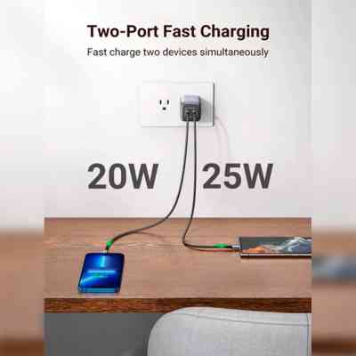 Зарядное устройство Ugreen 2xUSB 40W GAN (Type-C 25W+20W) PD CD294 White (90573) Винница