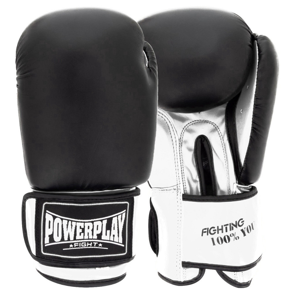 Боксерські рукавиці PowerPlay 3004 Classic Чорно-Білі 14 унцій Каменское - изображение 1