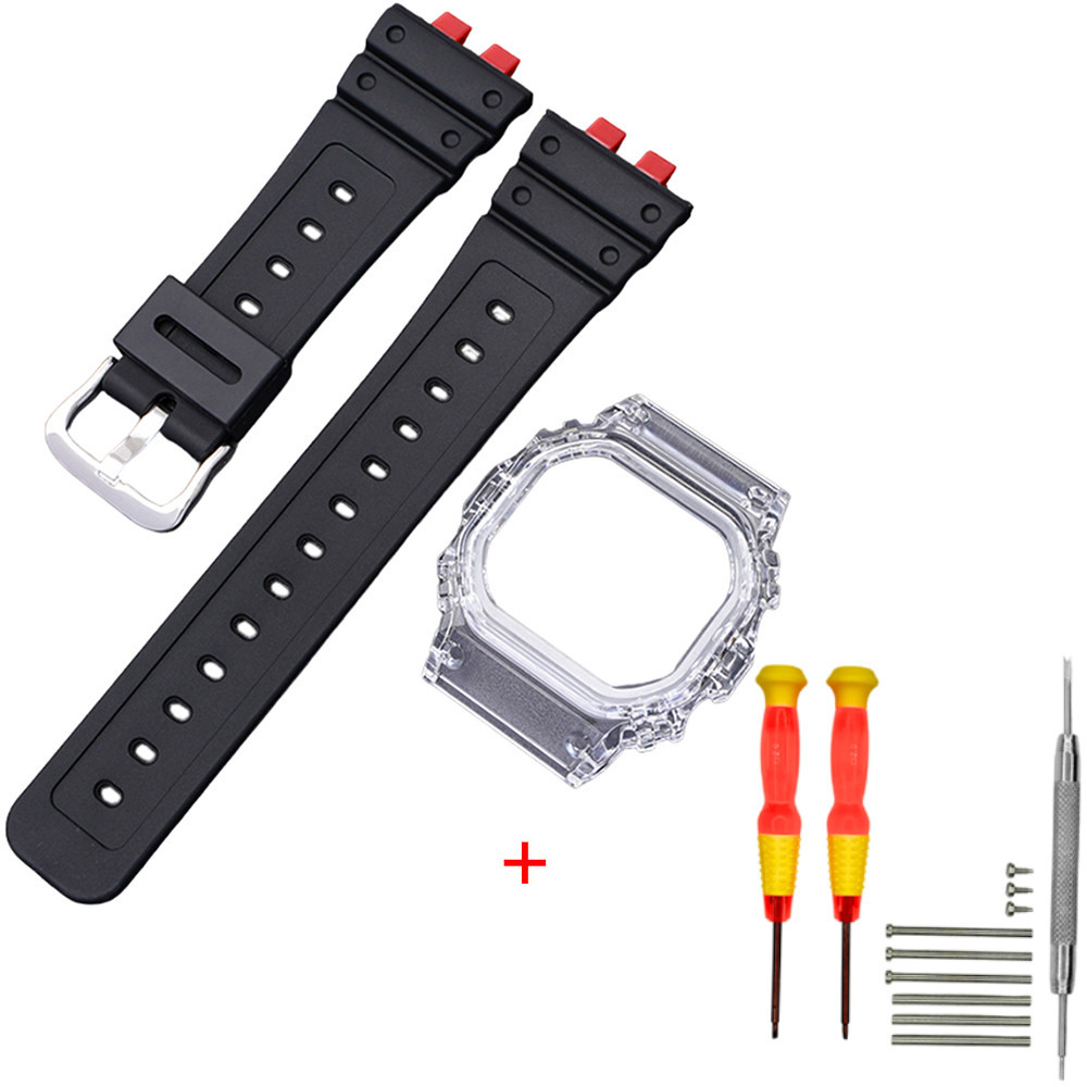 Ремінець + безель (рант) для Casio G-Shock GMW-B5000 Red-Black Transp SI SBR Київ - фото 1