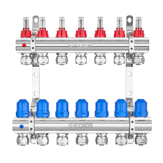 Колекторний блок з витратомірами та євроконусами Koer KR.1210-7 - 1"x7 WAYS (KR5269) Київ