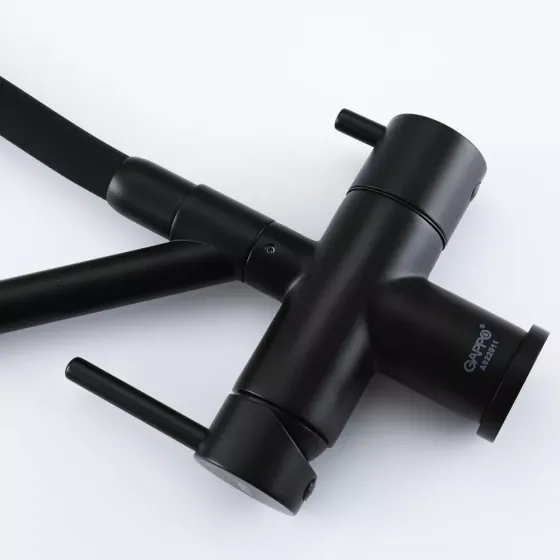 Змішувач для кухні з підключенням до фільтра GAPPO G4398-86 та гнучким виливом, чорний Київ