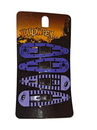 Набір 2 шпильки з притом павук та 2 шпильки з принтом жучок для волос на Хелловін фіолетовий Київ