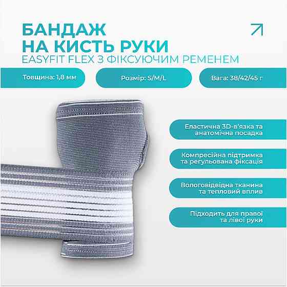 Бандаж на кисть руки EasyFit Flex з фіксуючим ременем (M) Коломыя