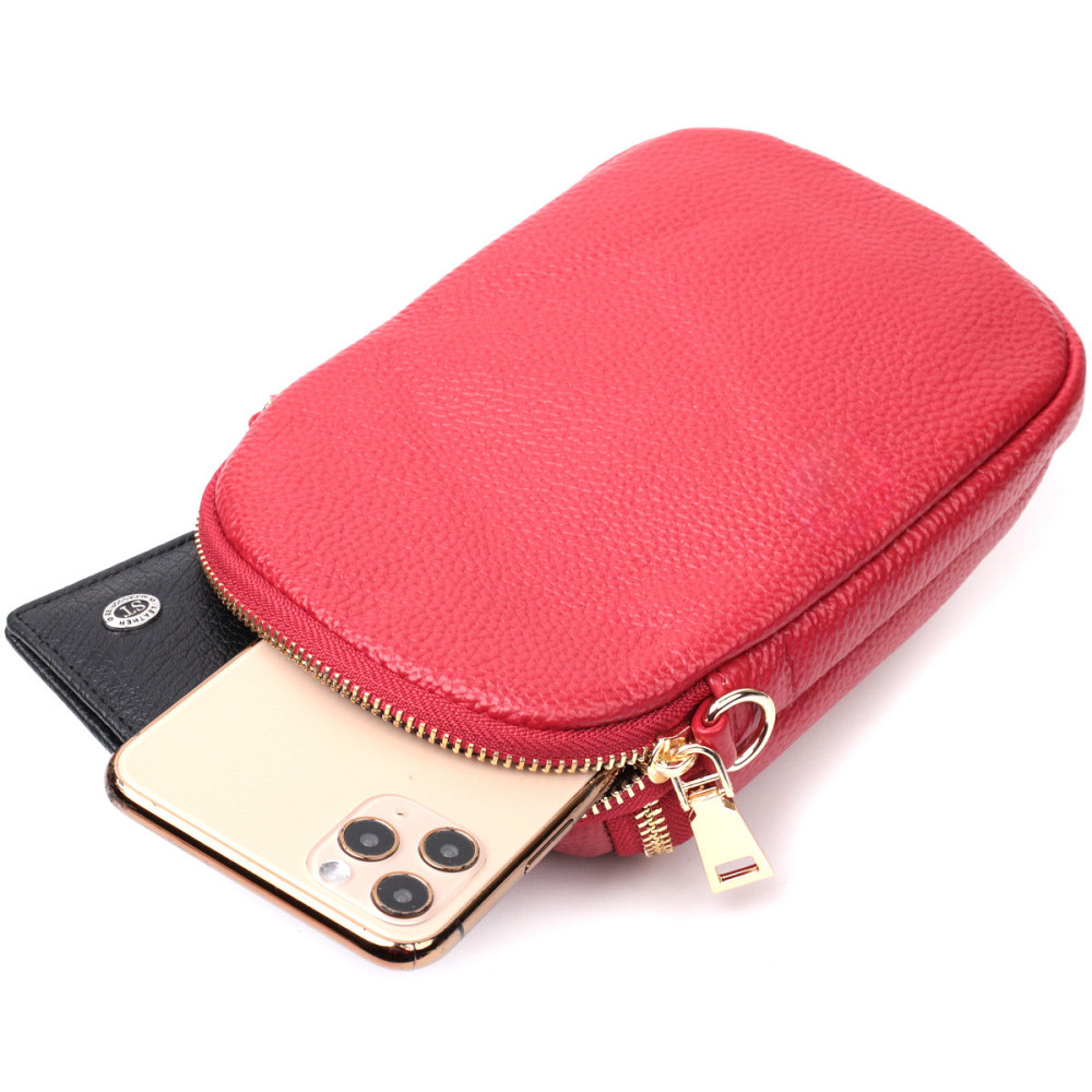 Яркая сумка интересного формата из мягкой натуральной кожи Vintage 22340 Красная Киев - изображение 7