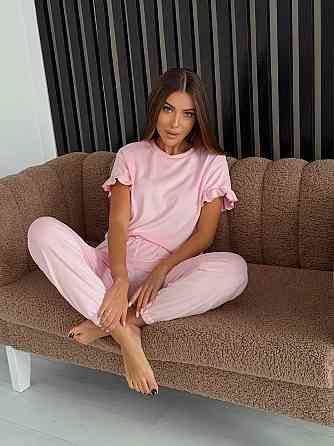 Женская стильная домашняя велюровая пижама Розовый Одесса