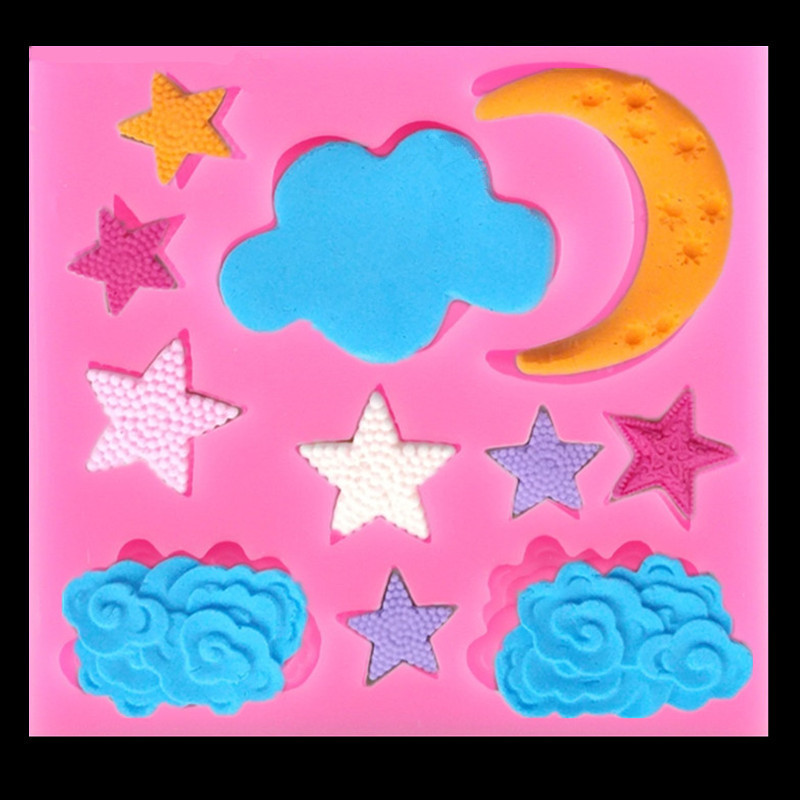 Молд силиконовый Луна тучи звёзды 85 на 80 мм розовый Киев - изображение 10