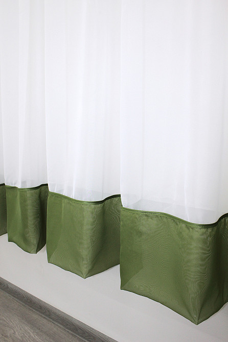 Кухонная занавеска VR-Textil № 047к белый с оливковым 270х170 см (52-0074) Киев - изображение 5