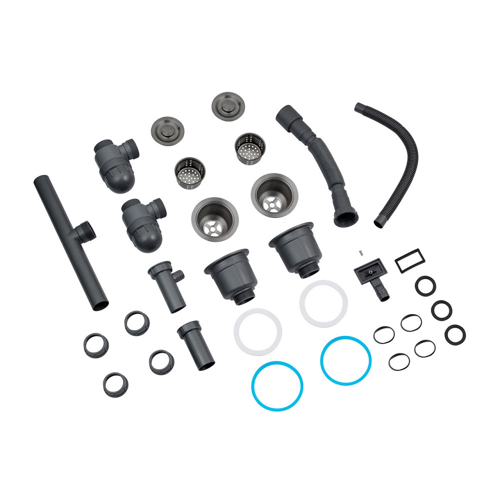 Кухонная мойка на 2 чаши Kroner KRP Schwarze - 7843ZHM PVD (3/1мм) черная Киев - изображение 8