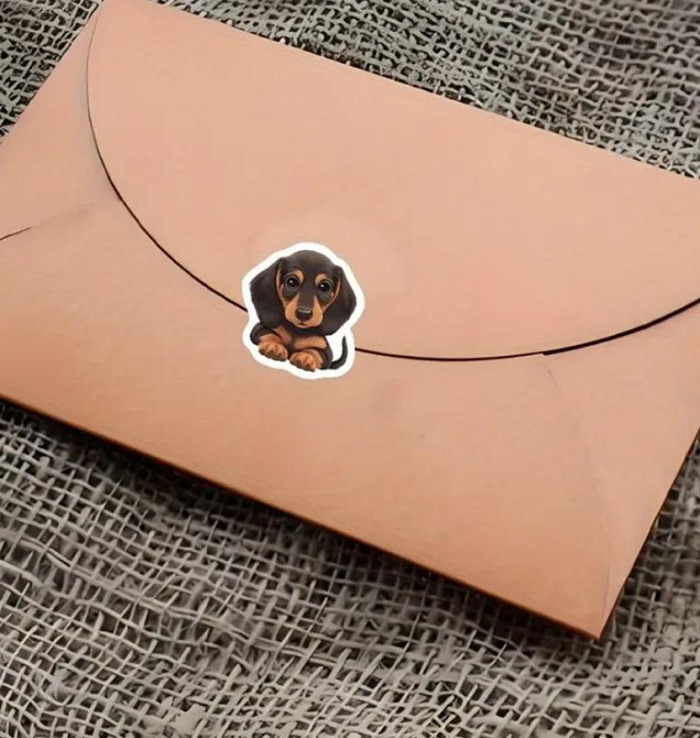 Набір із 500 наклейок із таксами — кольорові стікери 2.5×2.5 см | Стікер-етикетки для пакування Київ - фото 3