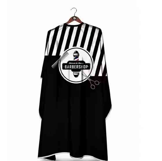 Парикмахерская накидка Barbershop для стрижки и покраски 140 на 160 см черно-белый Киев