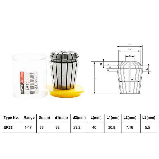 Зажимные цанги ER32, набор 9 шт, 2-20 мм для фрезера Киев