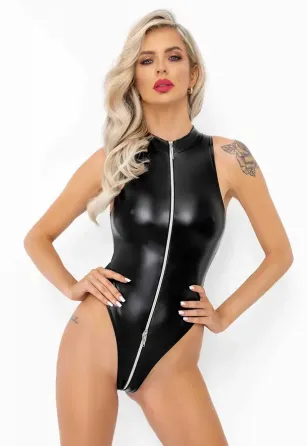 Боді Noir Handmade F294 Powerwetlook bodysuit with front zipper - 3XL Львов