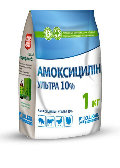 Амоксицилін ультра 10% порошок 1кг O.L.KAR. Вінниця - фото 1