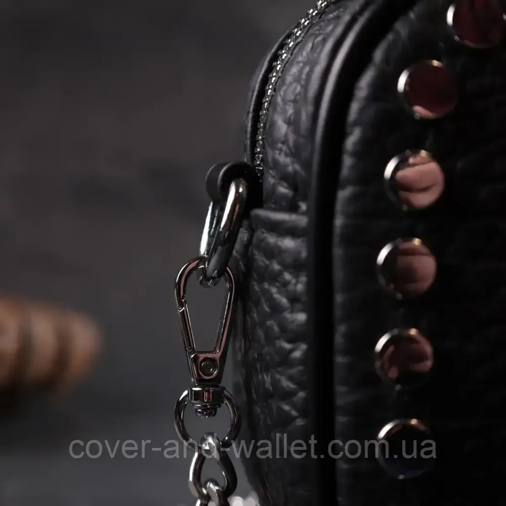 Стильня женская сумка из натуральной кожа черного цвета Киев - изображение 6