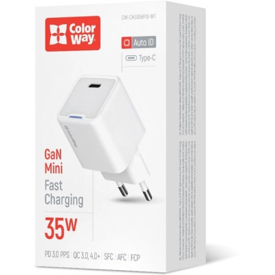 Зарядний пристрій ColorWay GaN Mini 35W PD Port PPS USB-C white (CW-CHS056PD-WT) Вінниця - фото 12