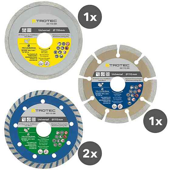 Набор отрезных алмазных дисков Trotec 110/115х22.23х1.2 (4 шт) (6225001121) Винница