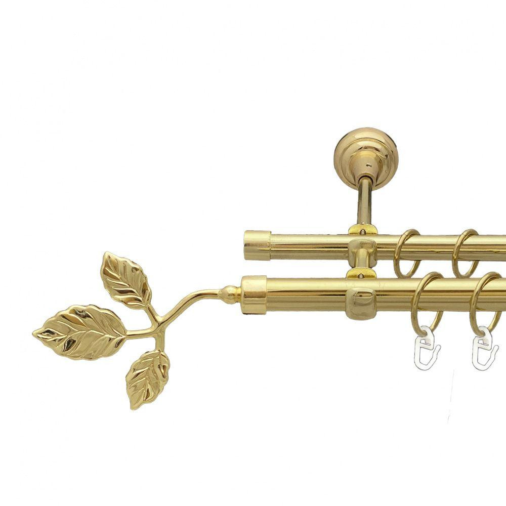 Карниз Orvit Тоскана металевий дворядний відкритий гладка труба кільце металеве Золото 19\16 мм 300 см (00-00013049) Львів - фото 1