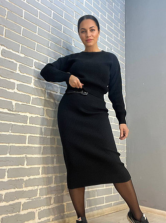 Спідниця жіноча My fashion 6016 в'язка рубчик рівна з ременем 44-48 чорна, чорний, 44-48 Одеса - фото 7