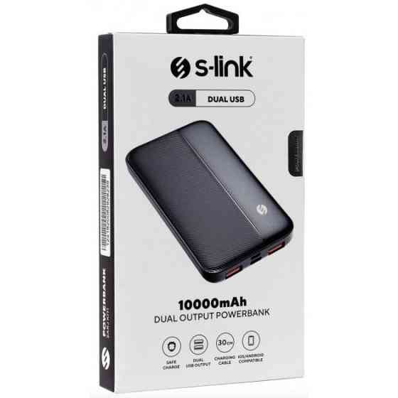Внешний аккумулятор Power Bank S-Link 10000mAh Зарядное устройство Черный Винница