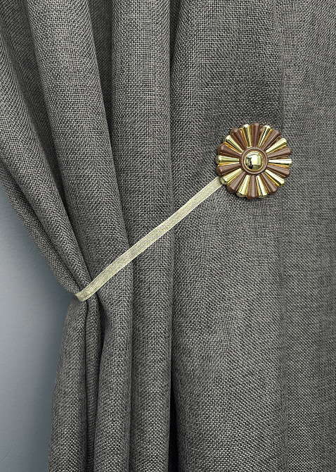 Магниты для штор и гардин Хризантема набор 2 шт Коричневый с золотистым (81-297) Киев - изображение 5