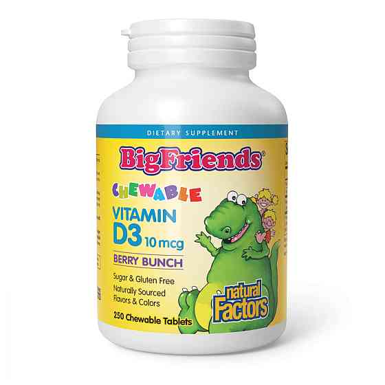 Жевательный витамин Д3 для детей Natural Factors Vitamin D3 10 mcg (400 IU) 250 таб ягоды Киев