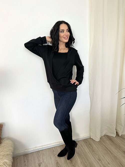 Демісезонна жіноча кофтинка "Alisia" оптом | Норма і батал | Розпродаж моделі Чорний, 42-44 Київ - фото 3