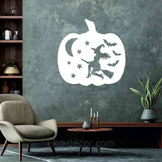 Декоративное настенное 3D Панно «Ведьма», Декор на стену с объемом 90*90 см, Белый Киев