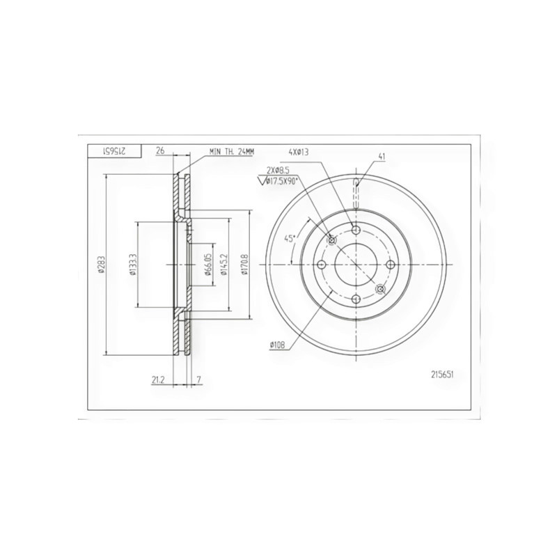 Диск Citroen Xantia, Peugeot 406 (1995-) передний (d283x26mm) тормозной Мукачево - изображение 1