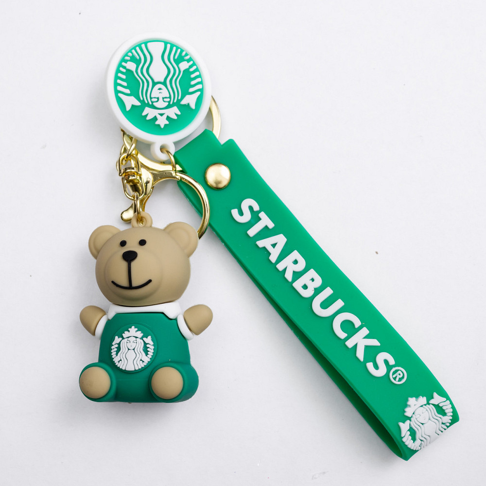 Дитячий брелок Ведмедик Старбакс 3,5×4,5 (см) для ключів, на сумку та рюкзак Зелений HP-55-26BGR Коломыя - изображение 1