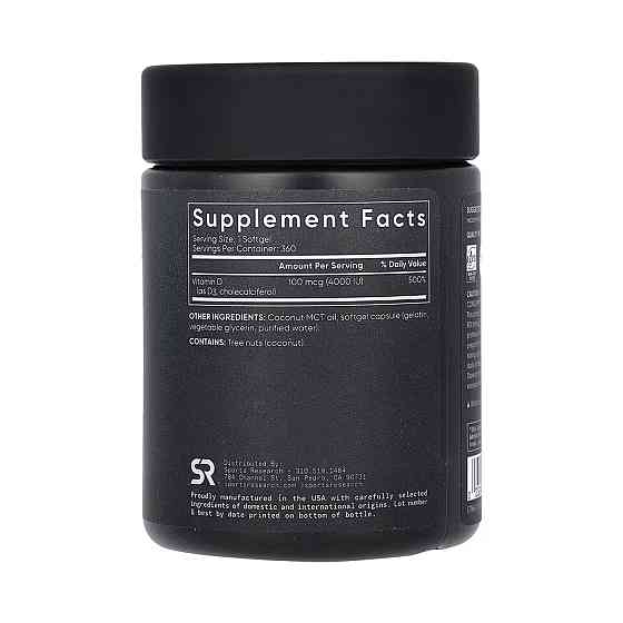 Витамин D3 Sports Research Vitamin D3 4000IU 360 гел капс Київ