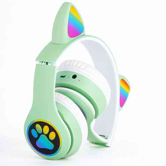 Бездротові навушники з котячими вушками, VZV-23M, Зелені / Дитячі Bluetooth навушники з мікрофоном Київ
