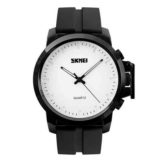Классические мужские часы Skmei 1208 черный с белым циферблатом Винница