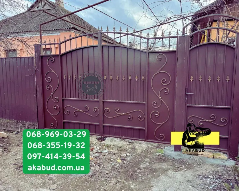 Паркани з профлиста, навіси, ворота відкатні та розпашні Кривий Ріг - фото 5